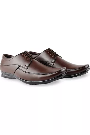 HikBi Men Square Toe Leather Formal Derbys