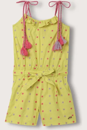 Blue Giraffe Girls Printed Pure Cotton Playsuit