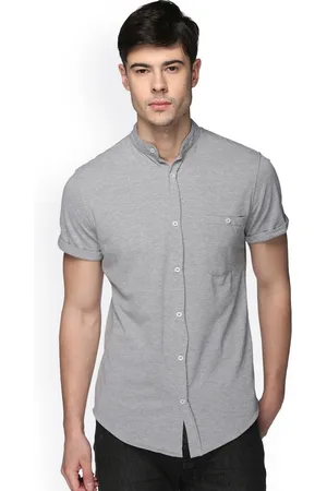 Club York Men Grey Regular Fit Solid Casual Shirt