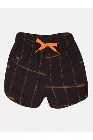 KiddoPanti Girls Checked Regular Fit Mid-Rise Hot Shorts