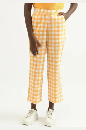Benetton Women Checked Cotton Trouser