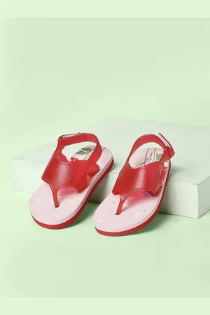 Pantaloons Girls Red Colourblocked Thong Flip-Flops