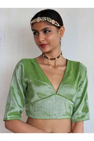 Chidiyaa Women Woven-Design Cotton Zari Saree Blouse