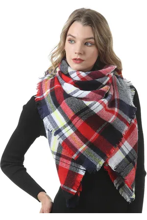 JC Collection Women Red & White Checked Scarf