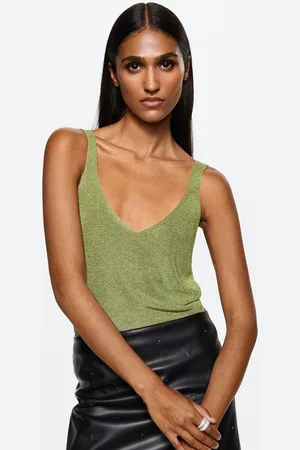 MANGO Shimmery V-Neck Top