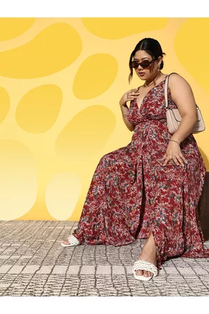 Berrylush Women Floral Print Shoulder Straps Maxi Dress