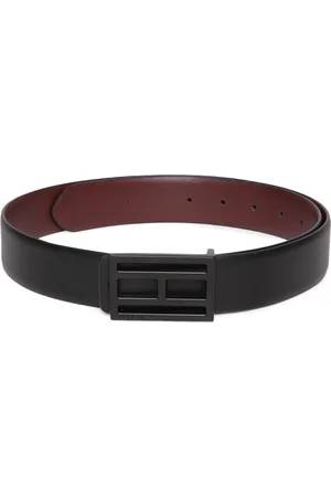 Tommy Hilfiger Men Black & Burgundy Reversible Leather Belt