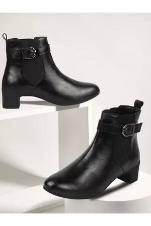 FAUSTO Women Blocked Heeled Chelsea Boots