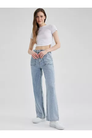 DeFacto Women High-Rise Light Fade Pure Cotton Flared Jeans