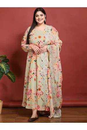 DesiNoor PrettyPlus by Desinoor com Floral Printed Georgette Kurta With Dupatta