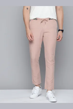 Mast & Harbour Men Pink Cotton Linen Trousers