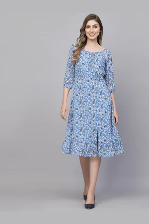 Aayu Floral Crepe A-Line Midi Dress