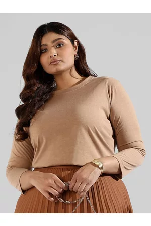Instafab Women Plus Size Round Neck Cotton Top
