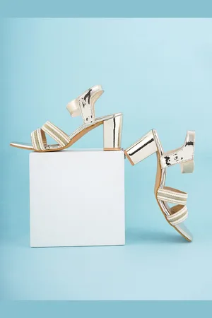 Scentra Woven Design Block Heels With Backstrap