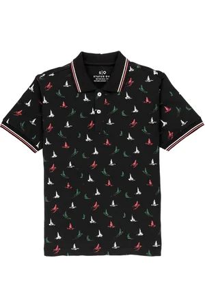 Status Quo Boys Printed Polo Collar Cotton T-shirt