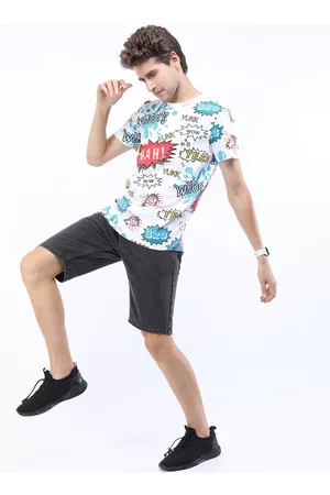 Ketch Men White Printed Slim Fit T-shirt