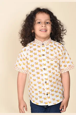 LIL PITAARA Boys Comfort Conversational Printed Cotton Casual Shirt