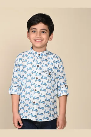 LIL PITAARA Boys Comfort Conversational Printed Cotton Casual Shirt