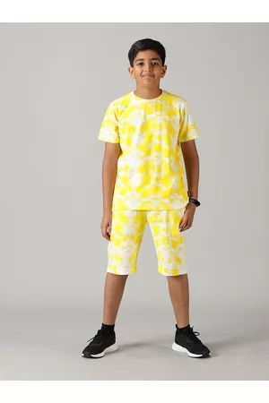 KiddoPanti Boys Tie & Dye Printed Pure Cotton T-shirt with Shorts Clothing Set