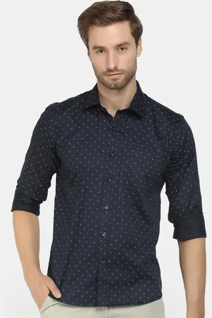 V-Mart Men Navy Blue Printed Formal Shirt