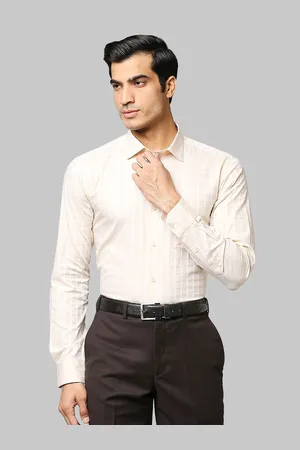 Park Avenue Men Yellow Slim Fit Checked Cotton Formal Shirt