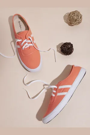 Mast & Harbour Women Peach-Coloured Solid Sneakers