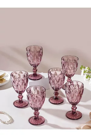 Nestasia Set Of 6 Mauve Textured Crystal Red Wine Glasses 300 ml