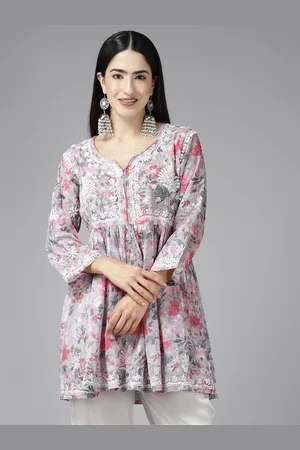 ADAM Co. Floral Printed Chikankari Kurti