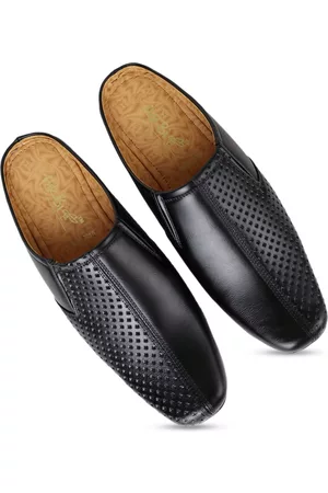 HikBi Men Textured Leather Formal Slip-Ons