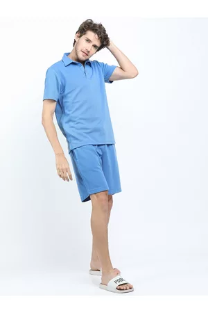 Ketch Men Blue Polo Collar Structured Regular Fit T-shirt