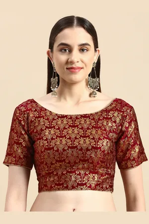 flaher Women Ethnic Motifs Woven Design Art Silk Padded Blouse