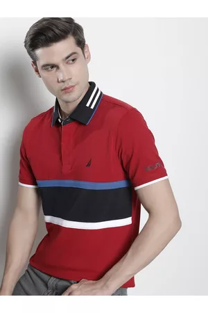 Nautica Men Striped Polo Collar T-shirt