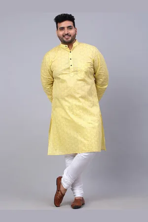 KLOTTHE Men Plus Size Printed Cotton Straight Kurta