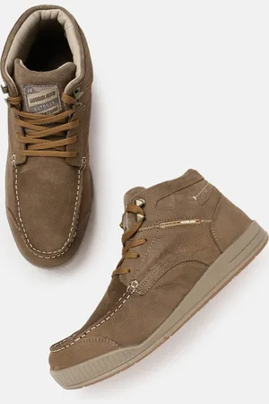 Woodland Men Nubuck Leather Mid-Top Sneakers