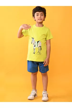 Anthrilo Boys Printed Cotton T-shirt with Shorts Set
