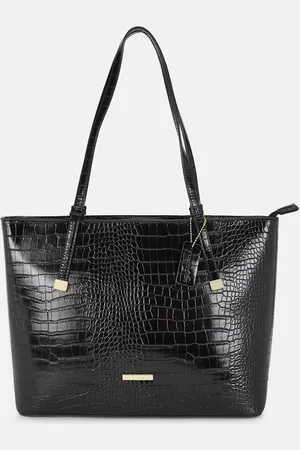 Pantaloons Black Textured PU Structured Shoulder Bag