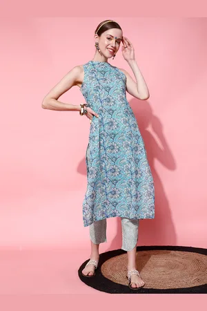 indo street Floral Printed Pure Cotton Kurta with Trousers