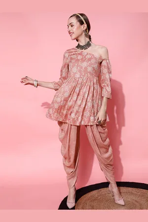 indo street Floral Printed Empire Kurti With Dhoti Pants