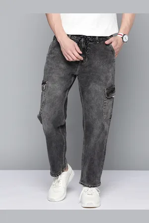 Mast & Harbour Men Charcoal Grey Straight Fit Light Fade Stretchable Jeans