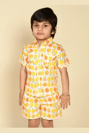 LIL PITAARA Boys Printed Pure Cotton Shirt with Shorts