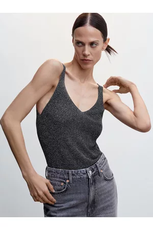MANGO Tops - Shimmery V-Neck Sustainable Top