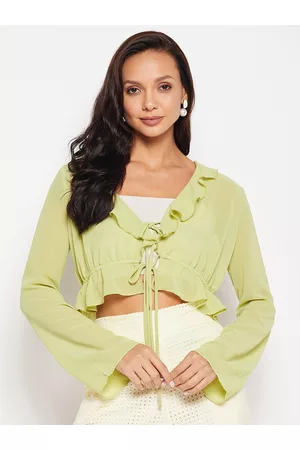 MADAME Women Crop Tie-Up Shrug