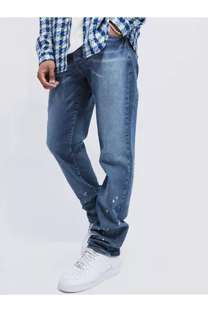 Boohoo Pure Cotton Straight Fit Paint Splatter Effect Jeans