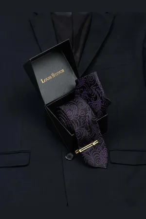 LOUIS STITCH Men Italian Silk Necktie Accessory Gift Set