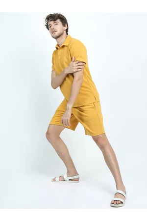 Ketch Men Mustard Yellow Polo Collar Regular Fit T-shirt