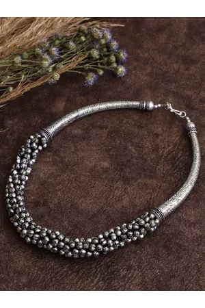 Veni Women Oxidized Silver-Toned Brass Necklace
