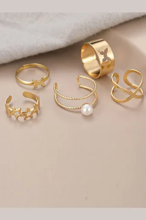 Jewels Galaxy Set Of 5 Gold-Plated Finger Rings
