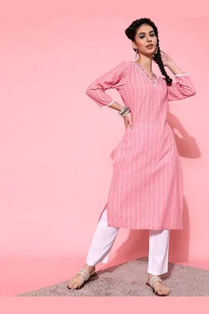 indo street Ethnic Motifs Printed Thread Work Pure Cotton Kurta with Trousers