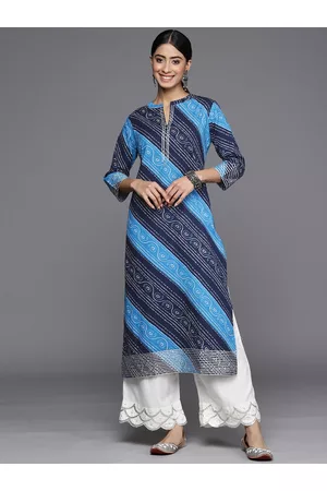 Varanga Women Navy Blue & Blue Bandhani Printed Kurta