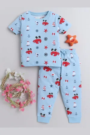 BUMZEE Boys Printed Pure Cotton T-shirt with Pyjamas